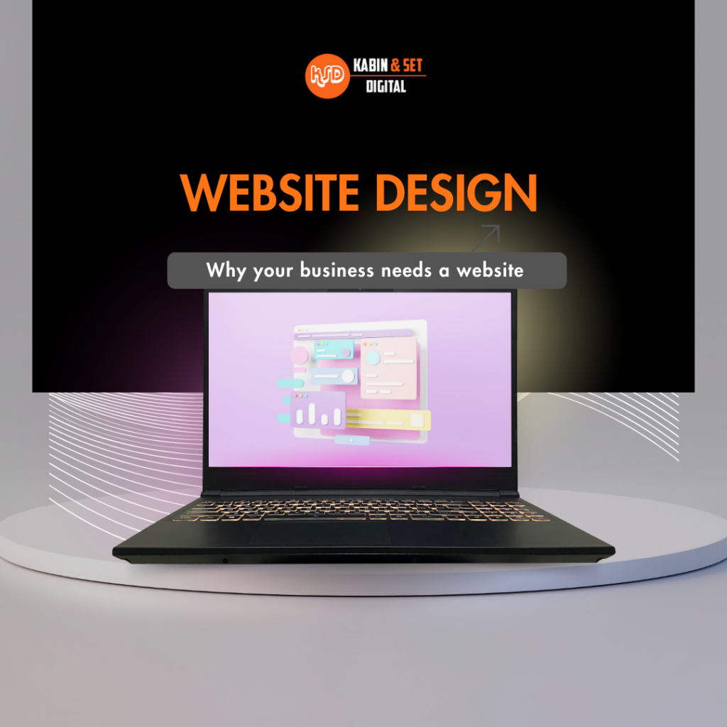 Web design poster showing a laptop with a functional website